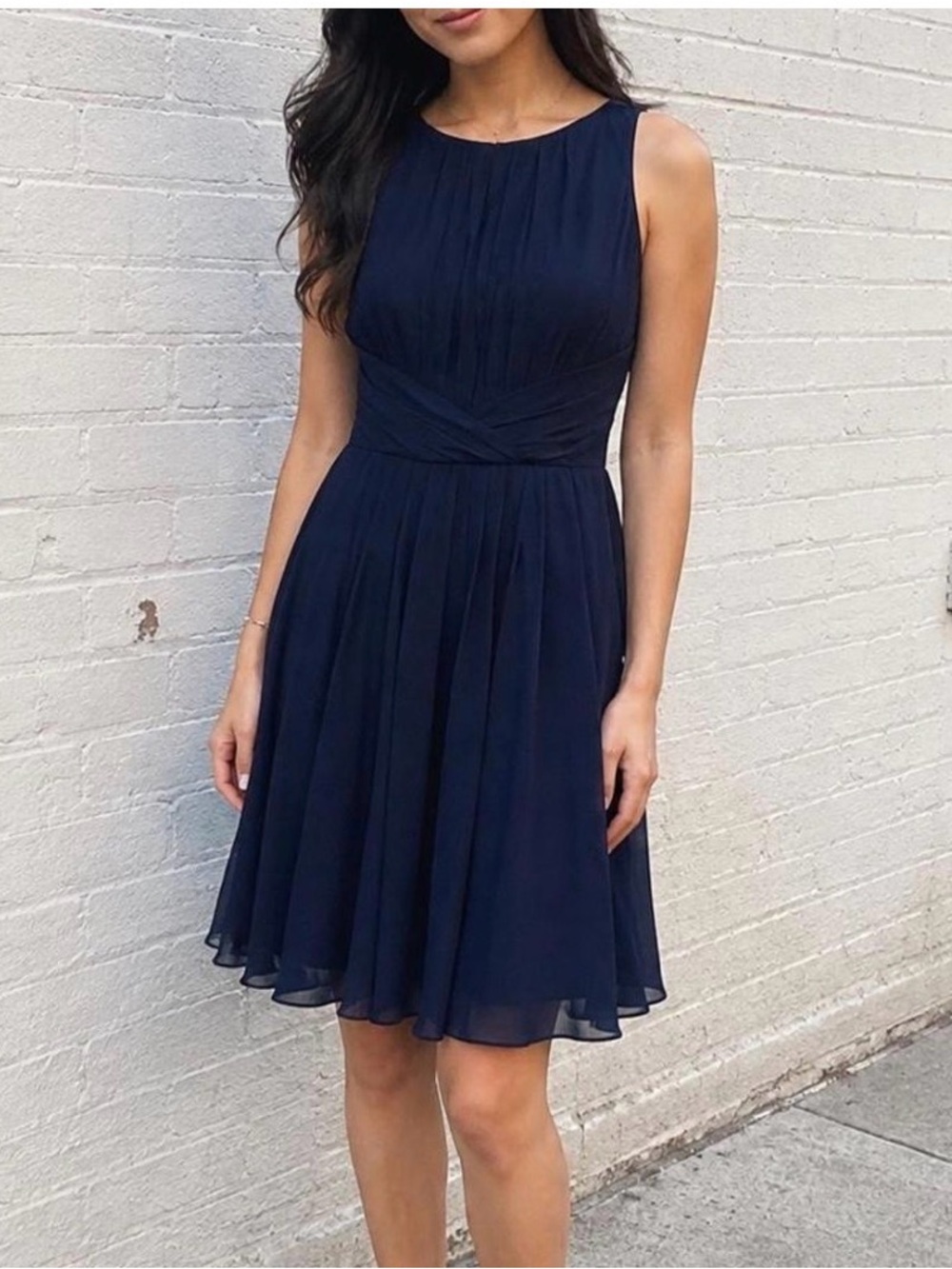 Ted Baker Navy Sleeveless Pleated Midi Dress